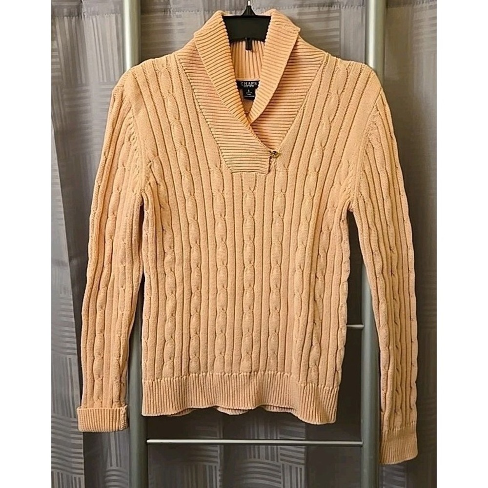 Chaps Pink Cable Knit Cowl Neck Sweater Long Sleeve Size Small